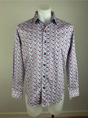 Robert Graham Modern Americana Red, White & Blue Floral Print Shirt